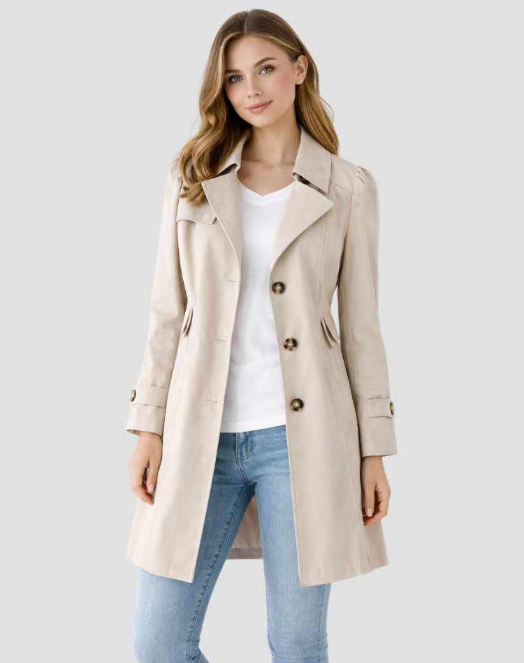 Maud - Klassieke lichtgewicht trenchcoat slim fit voor dames Back