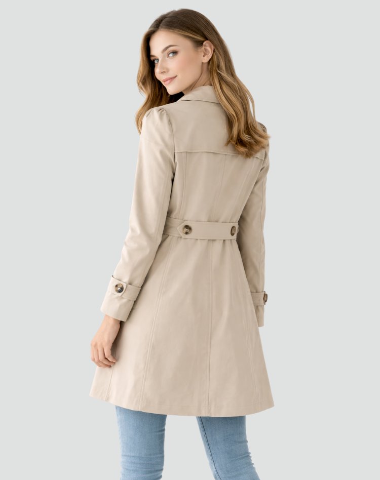 Maud - Klassieke lichtgewicht trenchcoat slim fit voor dames Front