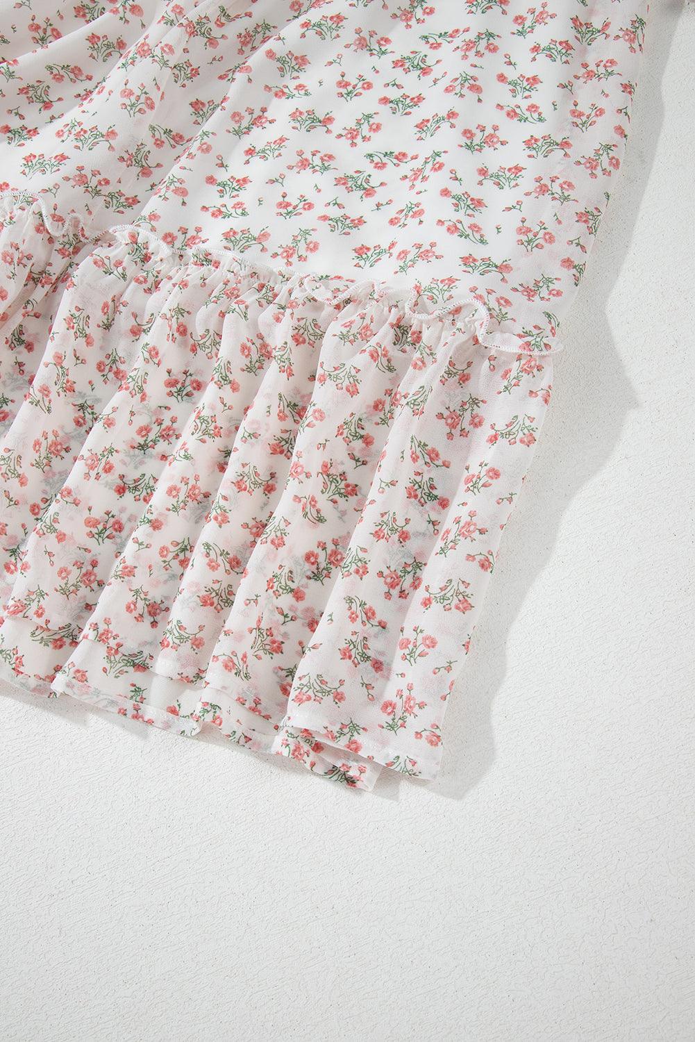 Midi Jurk met Bloemenprint en Ruches