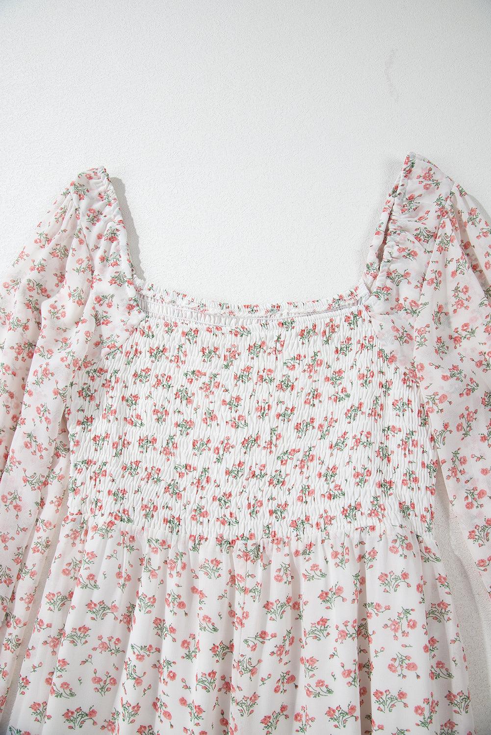 Midi Jurk met Bloemenprint en Ruches