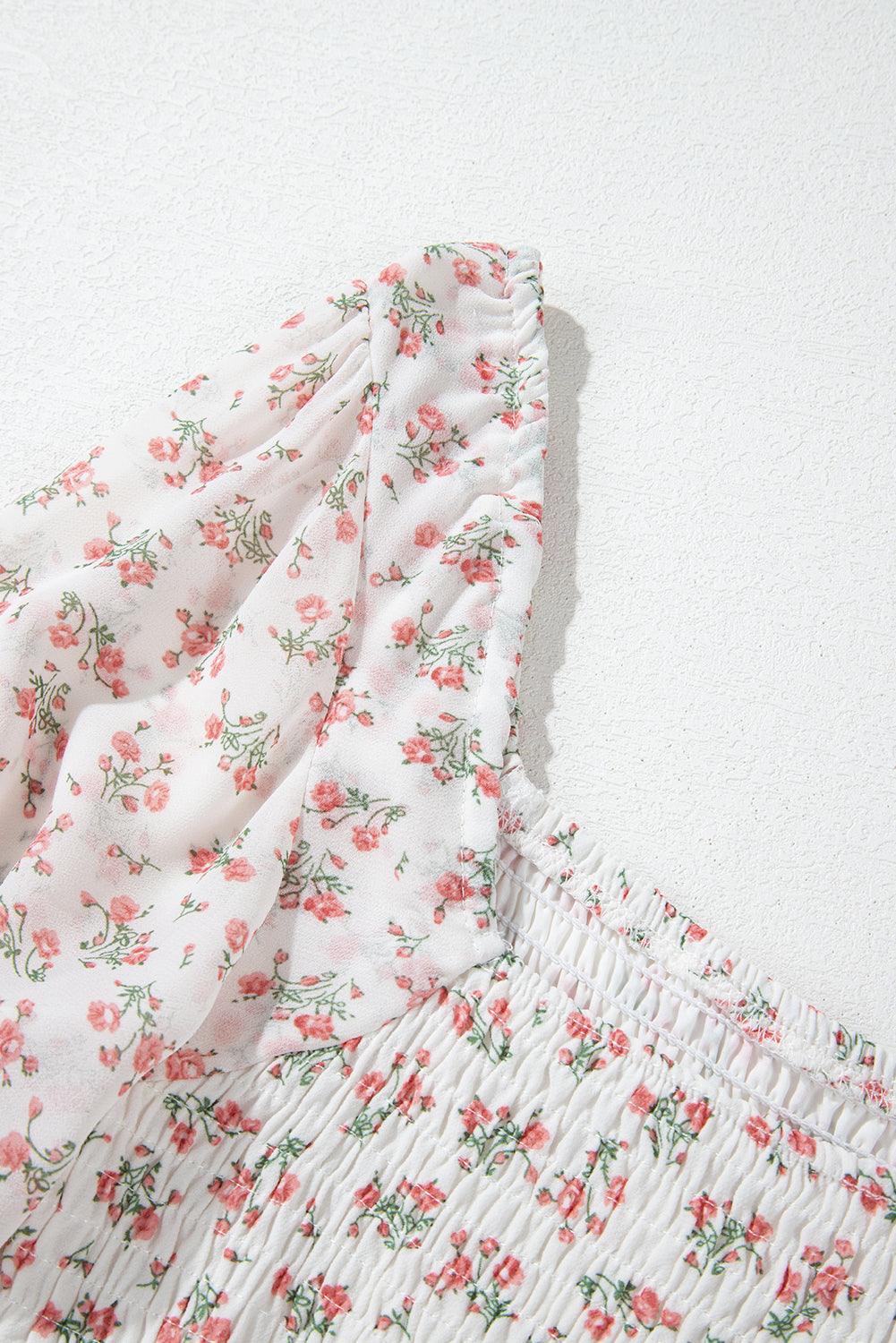 Midi Jurk met Bloemenprint en Ruches