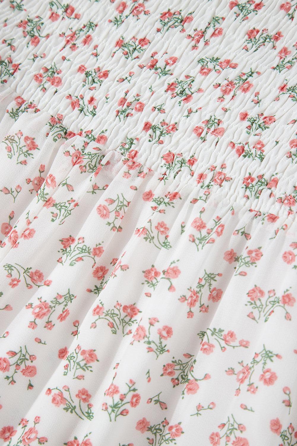 Midi Jurk met Bloemenprint en Ruches