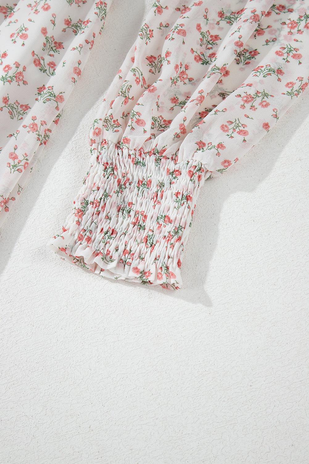 Midi Jurk met Bloemenprint en Ruches