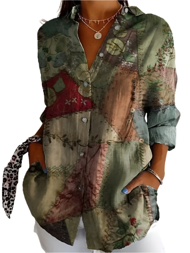 Elegante Strepen Blouse Met Knopen