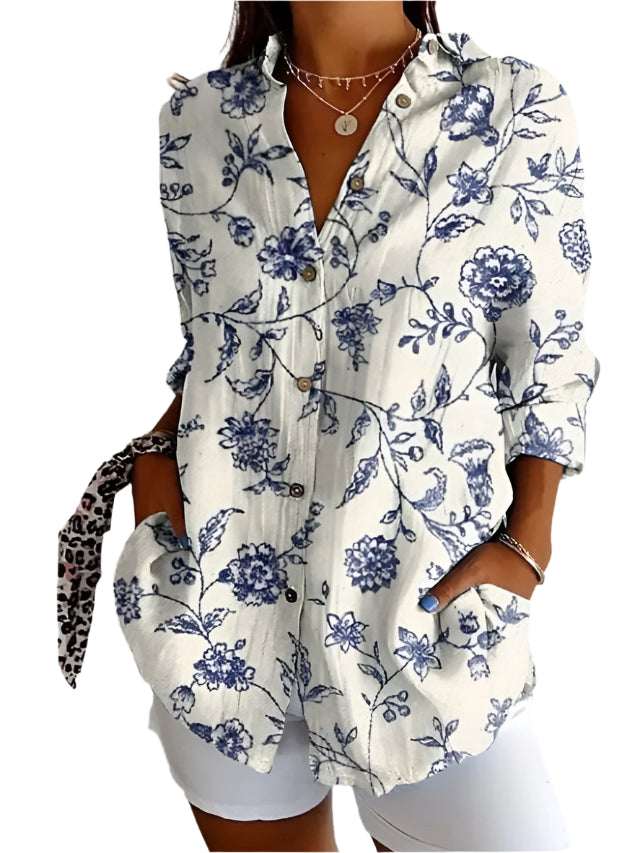 Elegante Strepen Blouse Met Knopen