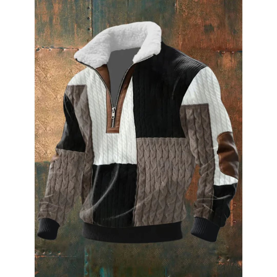 Niels - Comfortabele half-zip trui met sherpa kraag voor heren Side