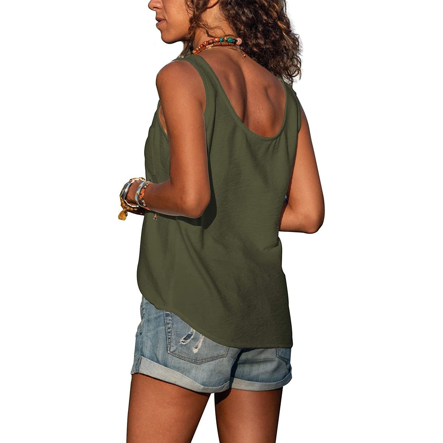 Roos - Elegante tanktop in ibiza-stijl met knopen voor dames Close Up