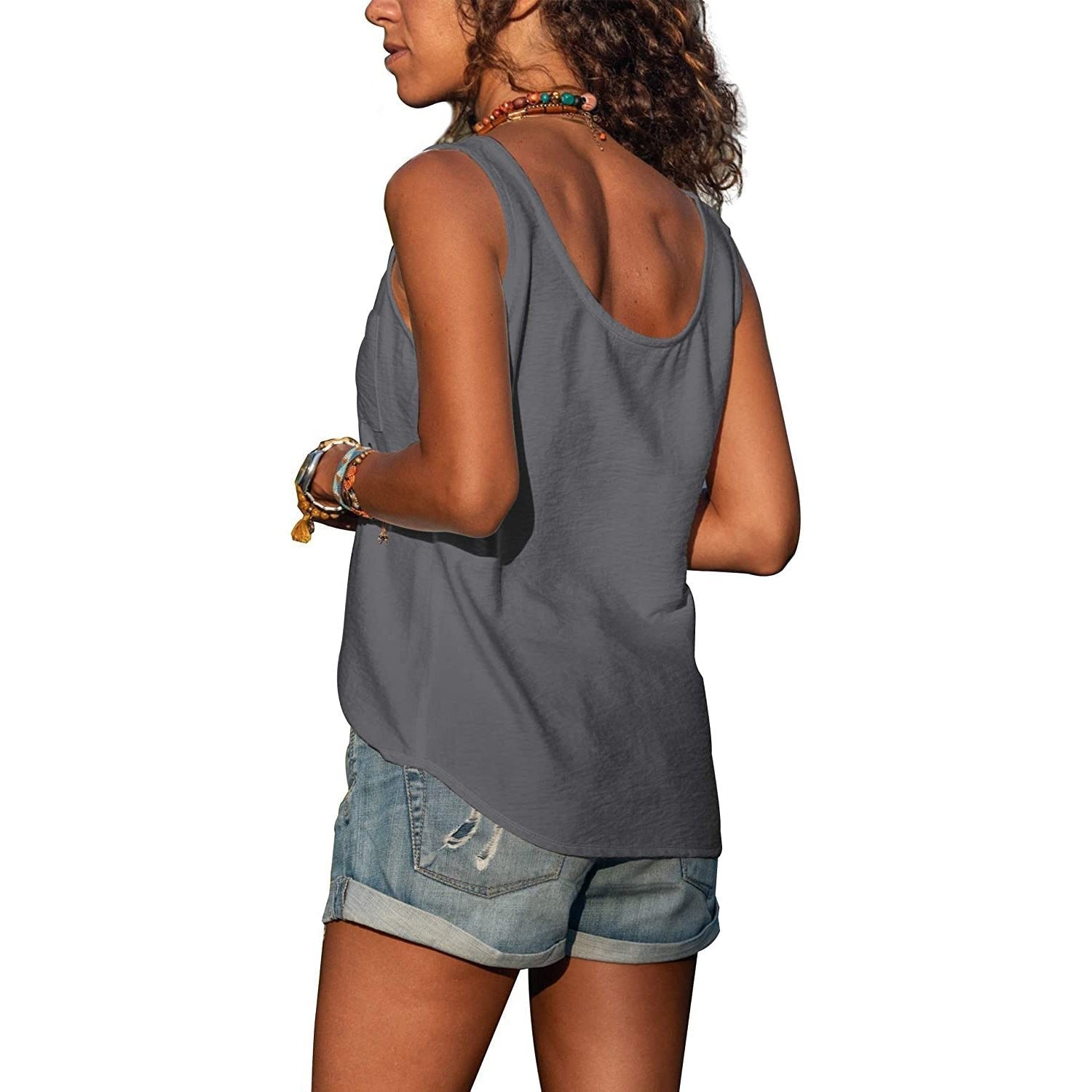 Roos - Elegante tanktop in ibiza-stijl met knopen voor dames Front