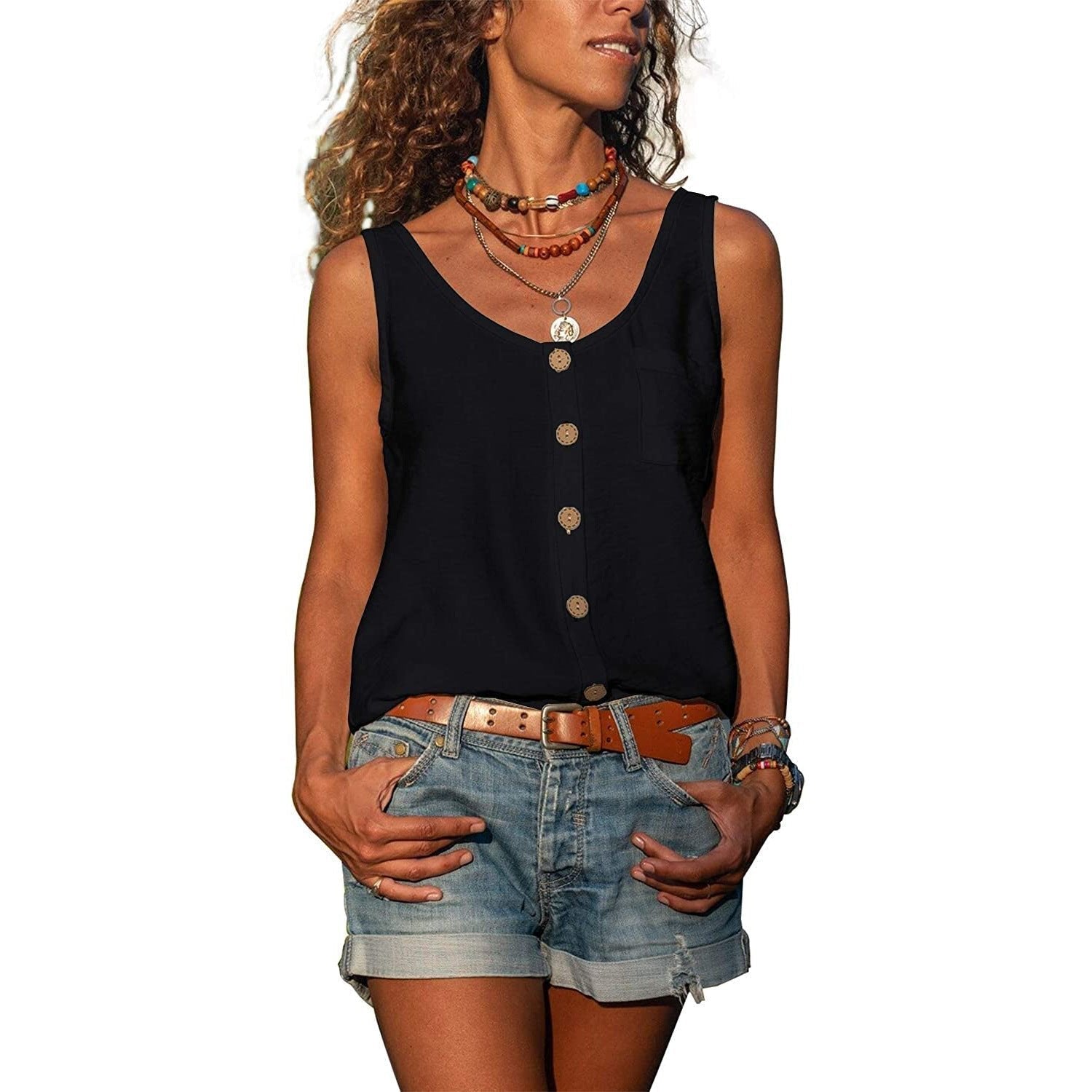 Roos - Elegante tanktop in ibiza-stijl met knopen voor dames Full