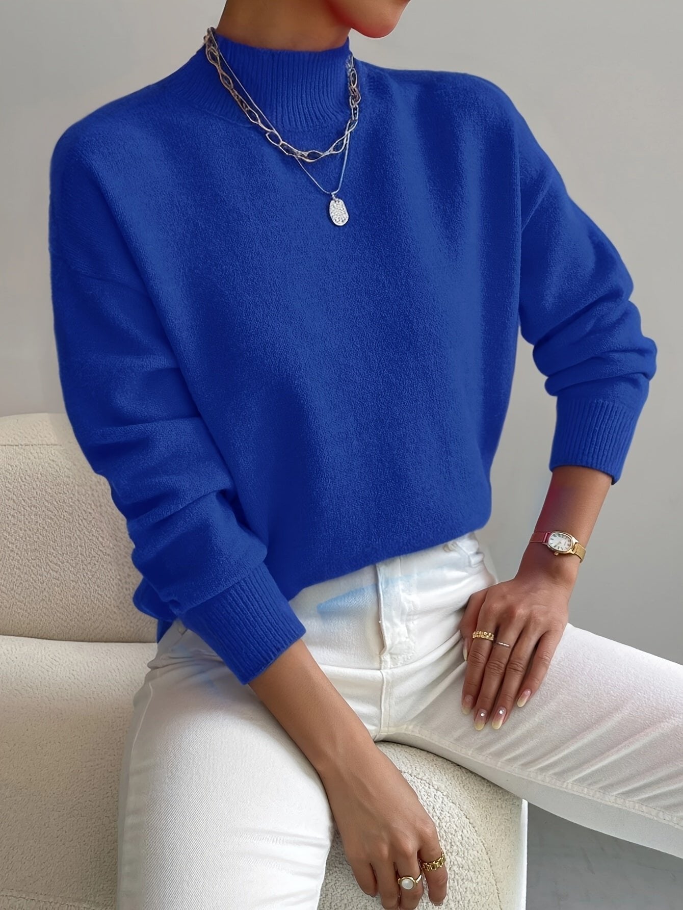 Silke - Warme gebreide trui met hoge col voor dames Lifestyle