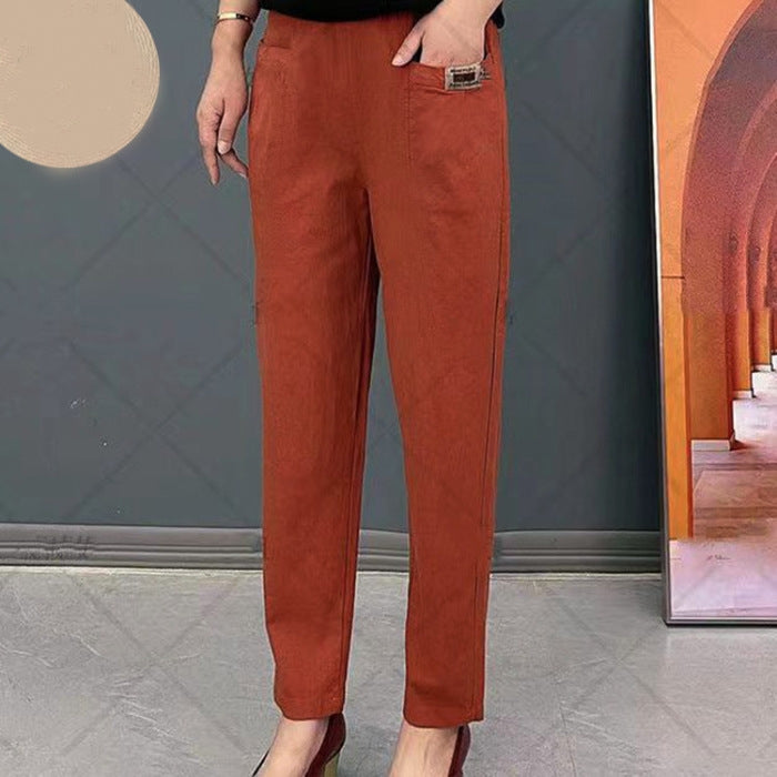 Broek dames katoen tapered fit