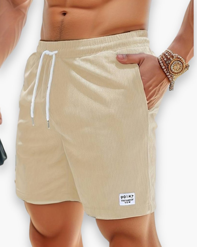 Stef - Casual ribcord herenshorts met zakken Front