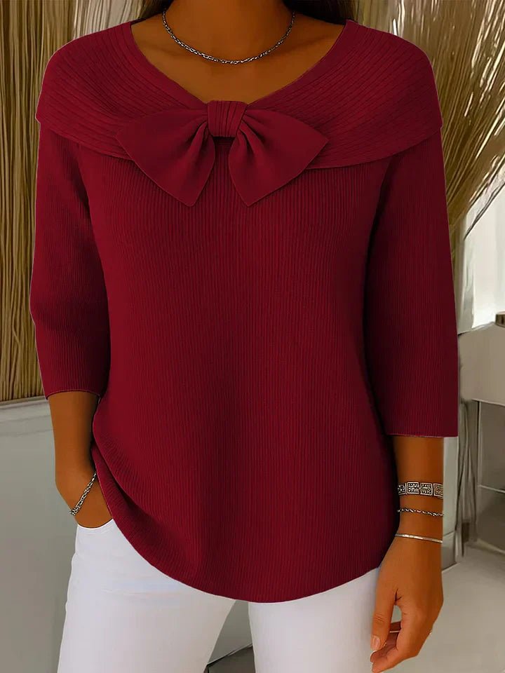 Tessa - Elegante gebreide top met strikdetail voor dames Back