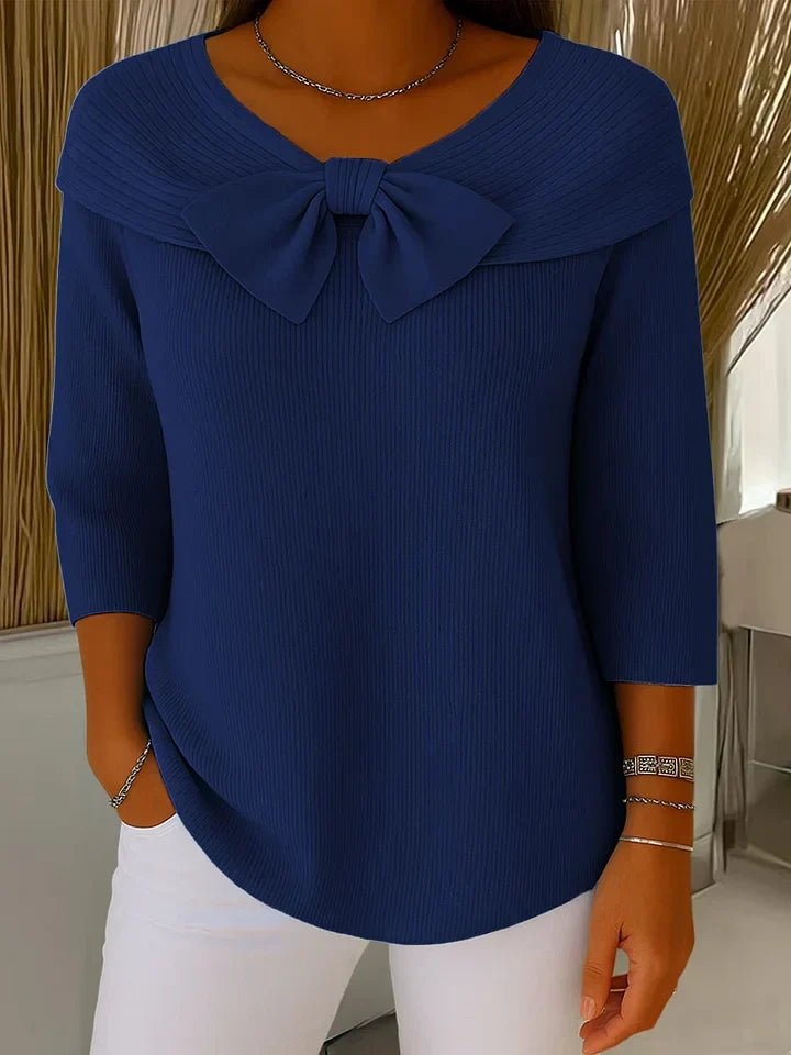 Tessa - Elegante gebreide top met strikdetail voor dames Close Up
