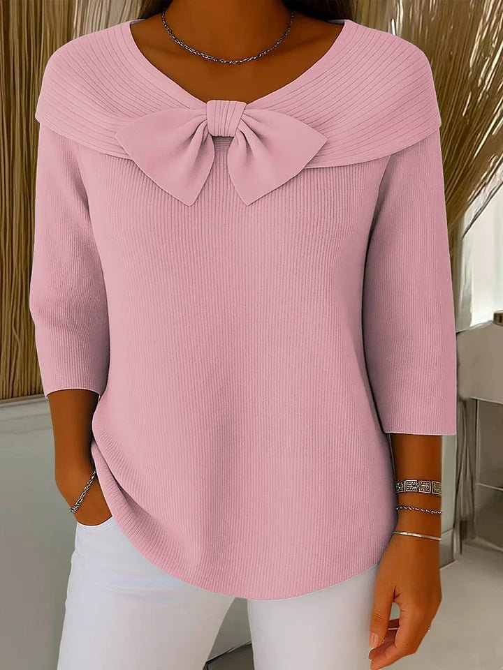 Tessa - Elegante gebreide top met strikdetail voor dames Front