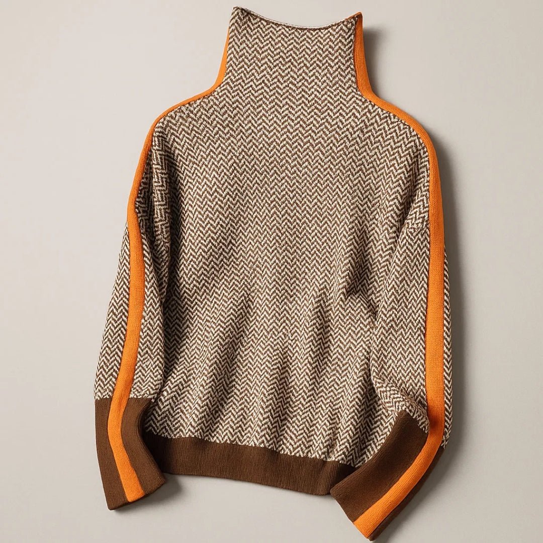 Tessa - Gestreepte trui met hoge hals voor dames Detail