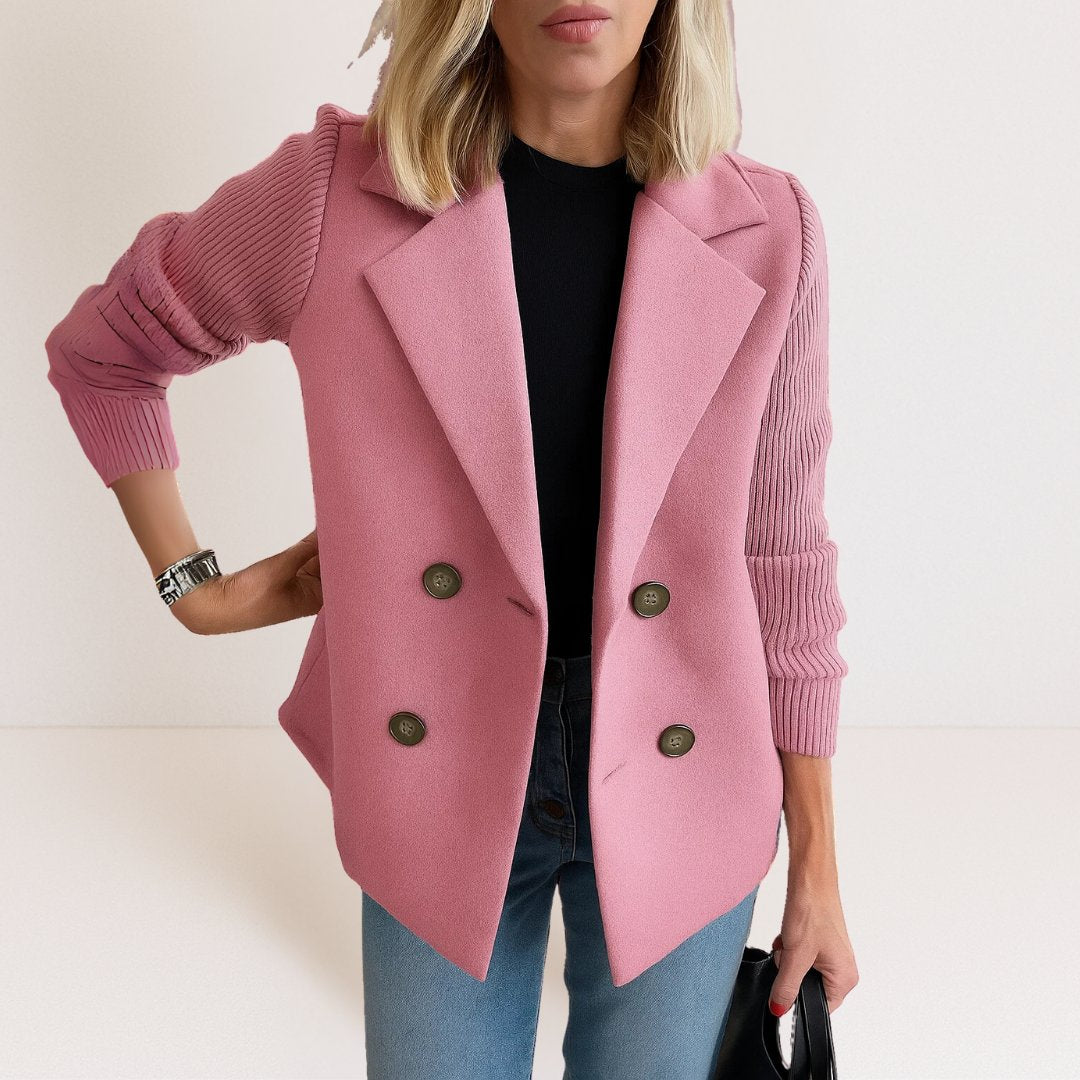 Vera - Casual blazer met contrasterende gebreide mouwen voor dames Lifestyle