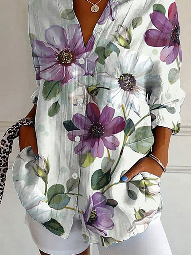 Elegante Strepen Blouse Met Knopen