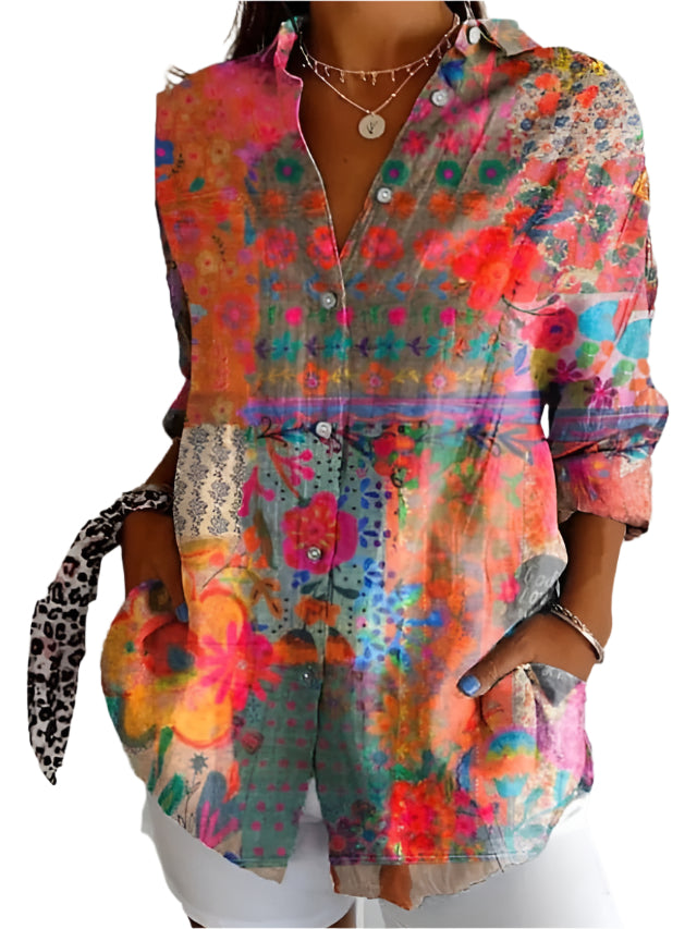 Elegante Strepen Blouse Met Knopen